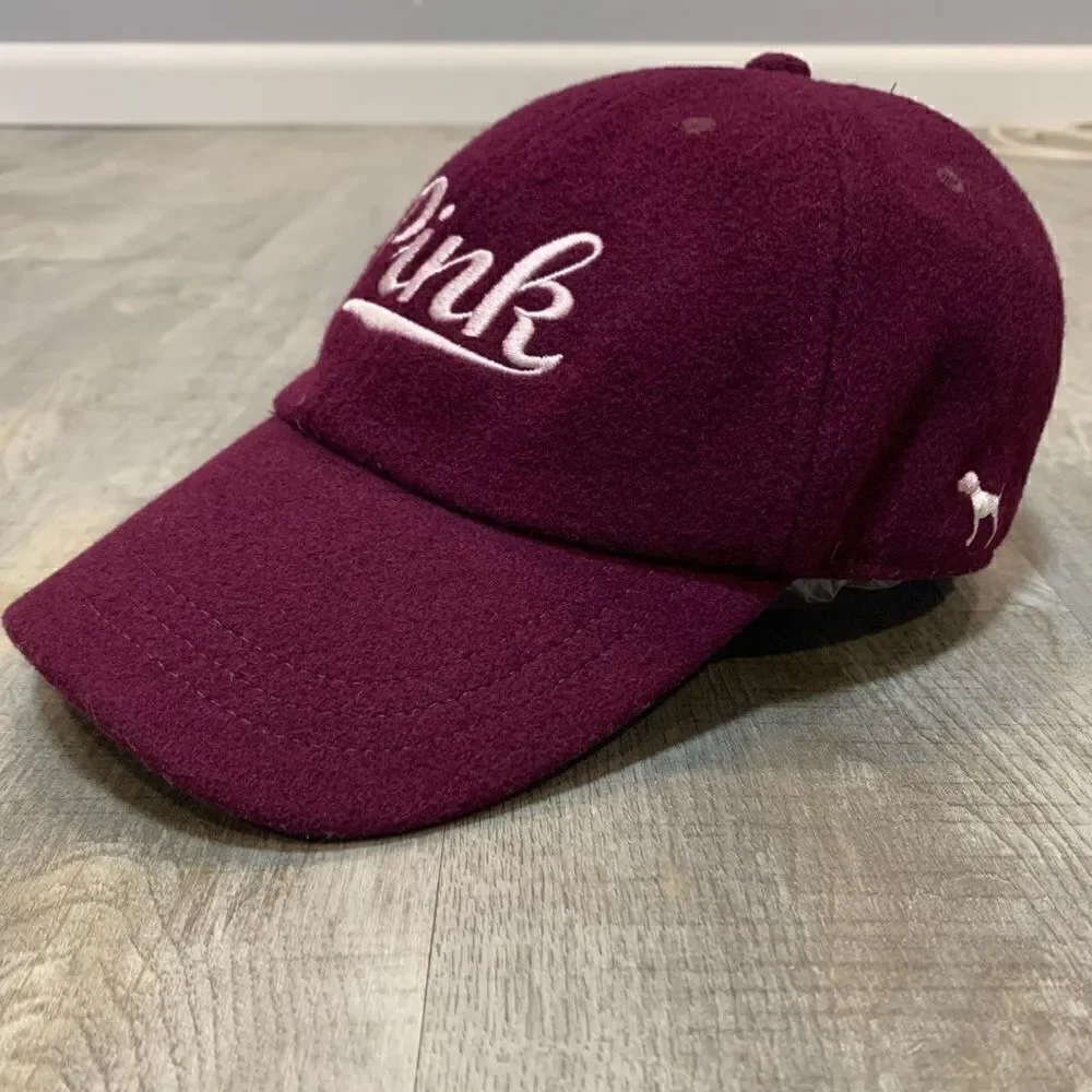 Victoria's Secret PINK Logo Wool blend Baseball Cap Maroon